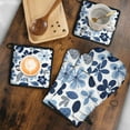 thumbnail image 5 of Blue Pioneer Flower Kitchen Oven Mitt and Pot Holder Sets 4 Pcs for Baking, Cooking and Grilling, Heat Resistant Up To 392 °F, 5 of 7