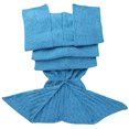 thumbnail image 3 of Mermaid Tail Knit, Blanket, Soft And Warm. Sleeping Bag, Mermaid Tails Blanket, Gift - Light Blue, 3 of 5