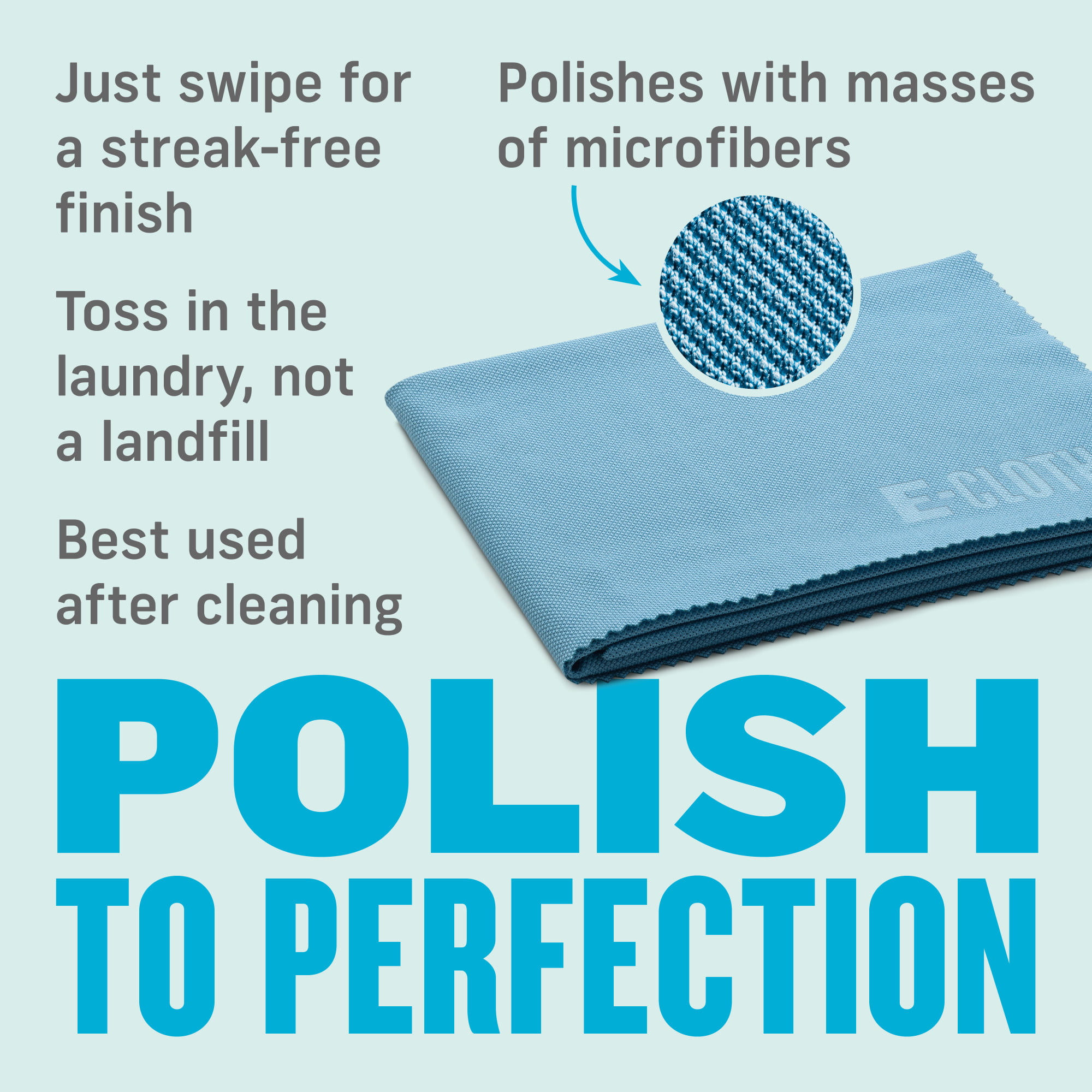 2 Pack 300 Wash Guarantee Reusable Alaskan Blue E-Cloth Glass & Polishing Microfiber Cleaning Cloth 