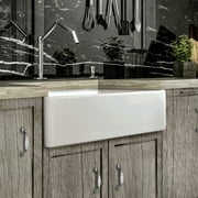Fireclay Sink, Single Bowl Farmhouse Apron Kitchen Sink, White, 36