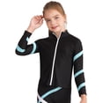 thumbnail image 3 of Doomiva Kids Girls Figure Skating Costume Long Sleeve Contrast Color Stripe Sweatshirt and Rhinestones Leggings Set Light Blue 10, 3 of 8