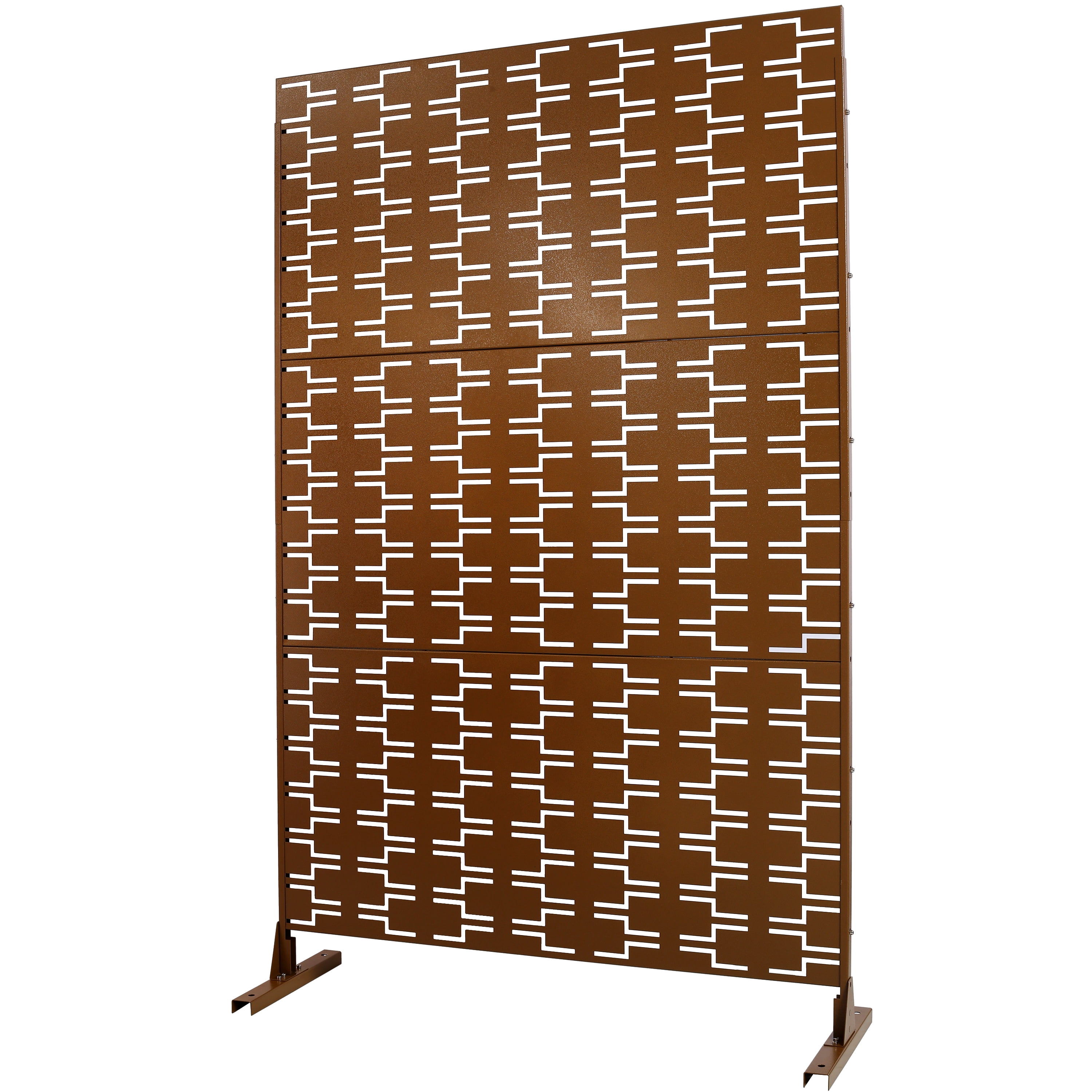 Outdoor Decor Privacy Screen, 76"Hx48"W Freestanding Metal Room Divider for Deck Balcony, Light Green