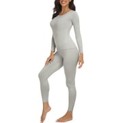 MISS MOLY Womens Thermal Underwear Sets Scoop Neck Shirt Tummy Slimming Shapewear Long Sleeve Baselayer