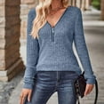 thumbnail image 7 of XuJwPNcy Womens Sweaters Hoodies Long Sleeve Half Zip Pullover Sweaters V Neck Ribbed Knit Tops, 7 of 7