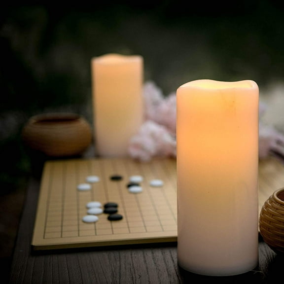 Waterproof Flameless LED Candle with Timer Outdoor Flickering Battery Operated Timing Pillar Candle for Home Garden Patio Wedding Party Décor Long Lasting 3”x6” 2-pack