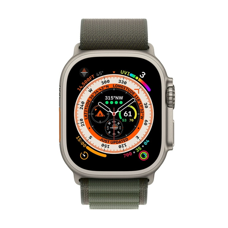 Apple Watch Ultra [GPS + Cellular 49mm] Smart Watch w/Rugged Titanium Case  & Green Alpine Loop Medium. 