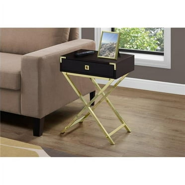 HomeRoots 333263 24 in. Cappuccino Particle Board, MDF & Gold Metal Accent Table