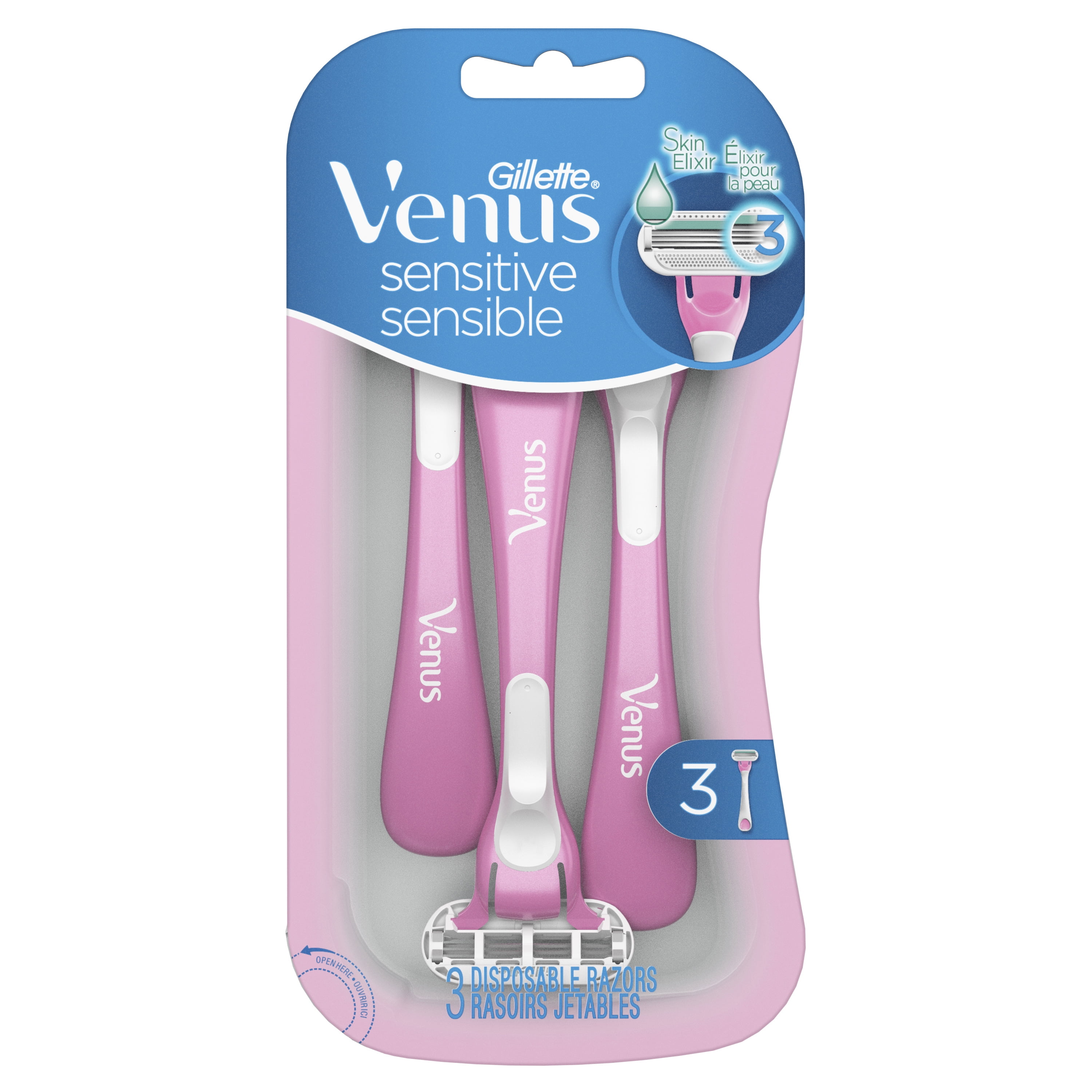 Gillette Venus Sensitive Womens Disposable Razors, 3 ct
