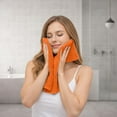 thumbnail image 5 of RIVERSIDE 3 Piece Cotton Towel Set Bath 27x54 and Hand 16x28 Towel with Washcloth 12x12, Lightweight & Soft - Orange, 5 of 9