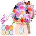 thumbnail image 1 of LUCES Y MÚSICA Tarjetas emergentes de bricolaje, GRACIAS, MEJOR DESEO, FELICITACIONES, MEJORATE PRONTO, SOLO PARA TI, TE AMO, Ramo de flores de lirios y mariposas de 10 pulgadas, tarjetas de felicitac, 1 of 1