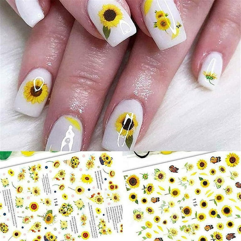 Number Nail Art Stickers 3 Sheets Black White Fluorescent Yellow