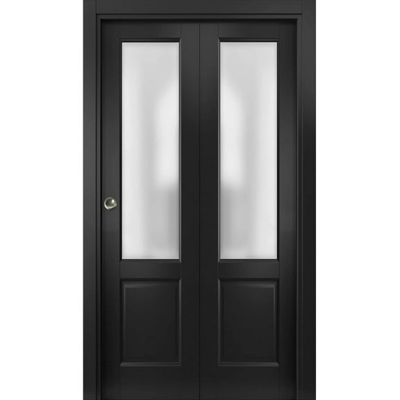 Sliding Closet Bi-fold Doors | Lucia 22 Matte Black with Frosted Glass