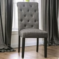 thumbnail image 4 of Contemporary 7pc Dining Set Rect Dining Table 6x Side Chairs Gray Fabric Button Tufted Scroll Back Chair Dining Room Solid wood, 4 of 9