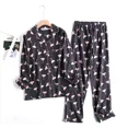 thumbnail image 1 of Ensemble de Pyjama en Flanelle de Coton pour la Maison, Simple, Imprimé, Ample, Automne et Hiver, Manches Longues, Pantalon, Ensembles de Pyjama pour Femmes tzw, 1 of 6