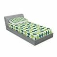 thumbnail image 3 of Ambesonne Geometric Fitted Sheet & Pillow Sham Set, Vintage Diamond Line, Full, Lime Green Dark Green, 3 of 3