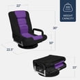 thumbnail image 3 of Best Choice Products 360-Degree Swivel Gaming Floor Chair w/ Armrest Handles, Foldable Adjustable Backrest - Black/Purple, 3 of 10