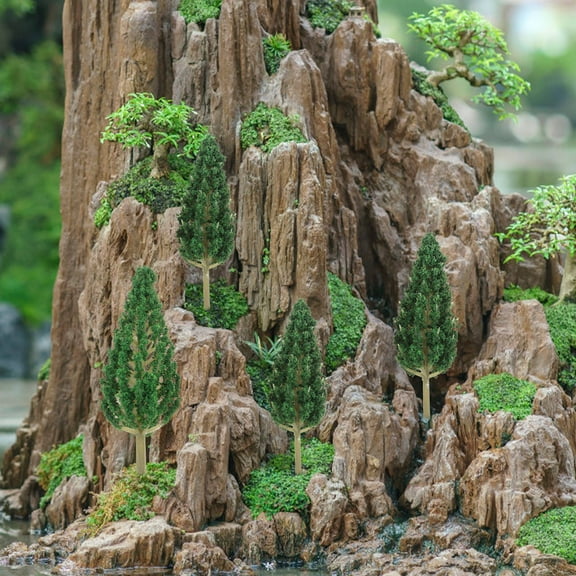 NIYANGLE 24Pcs Miniature Trees for Crafts and Landscape Designs Deformation Resistant Green 7.50X2.70X2.70in