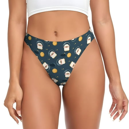 Qokaie Duck In The Space Printed Women s Cotton Thong Underwear  Sexy Breathable Panties G-string-Medium