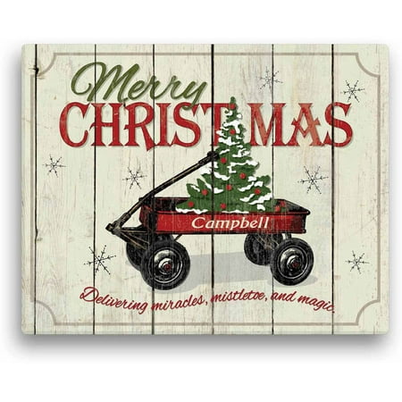 Personalized Christmas  Wall Art  Christmas  Wagon 11 x 14 