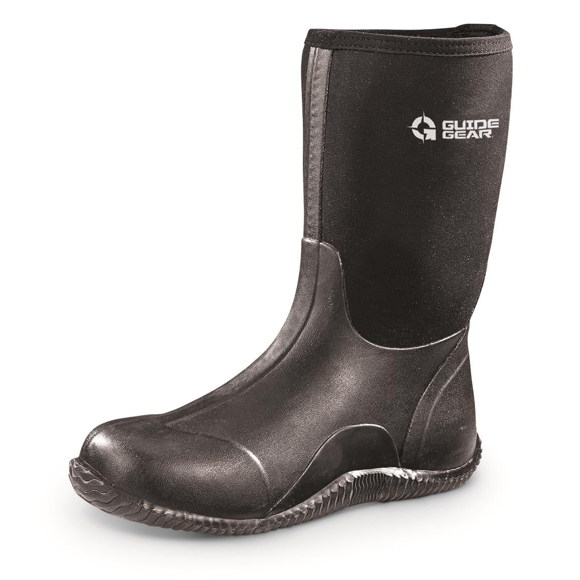 Guide Gear Men's Mid Bogger Waterproof Rubber Boots, Black 10D     (Medium)