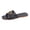 Black, variant on Gpaecead Women Metal Ornament Cross Strap Flat Slides Square Open Toe Faux Leather Breathable Beach Slippers, Black