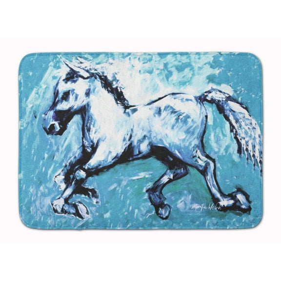 Carolines Treasures MW1171RUG Shadow the Horse in blue Machine Washable Memory Foam Mat 19 X 27" multicolor