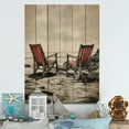 thumbnail image 2 of Designart "Chairs with Ocean Views III" Coastal Print on Natural Pine Wood, 2 of 5