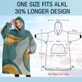 thumbnail image 4 of Oversized Wearable Blanket Hoodie,Teal Gold Wave Marble Pattern Sherpa Blanket Hoodie with Super Pockets,Super Warm Fuzzy Pullover for Women & Men, 4 of 6