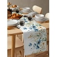 thumbnail image 6 of ERUNPONLY Blue Spring Floral Table Runner - 60 Inch Long Weeping Botanical Orange Summer Cotton and Linen Blended Dress Scarves Farmhouse Table Runner for Kitchen Dining, Coffee Table, 13"x60", 6 of 8