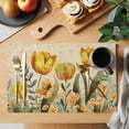 thumbnail image 2 of Yellow Tulip Placemats Set of 1, Watercolor Floral Retro Linen Non-Slip Place Mats Washable Table Mats for Kitchen Dining Table Decorations Indoor/Outdoor, 2 of 9