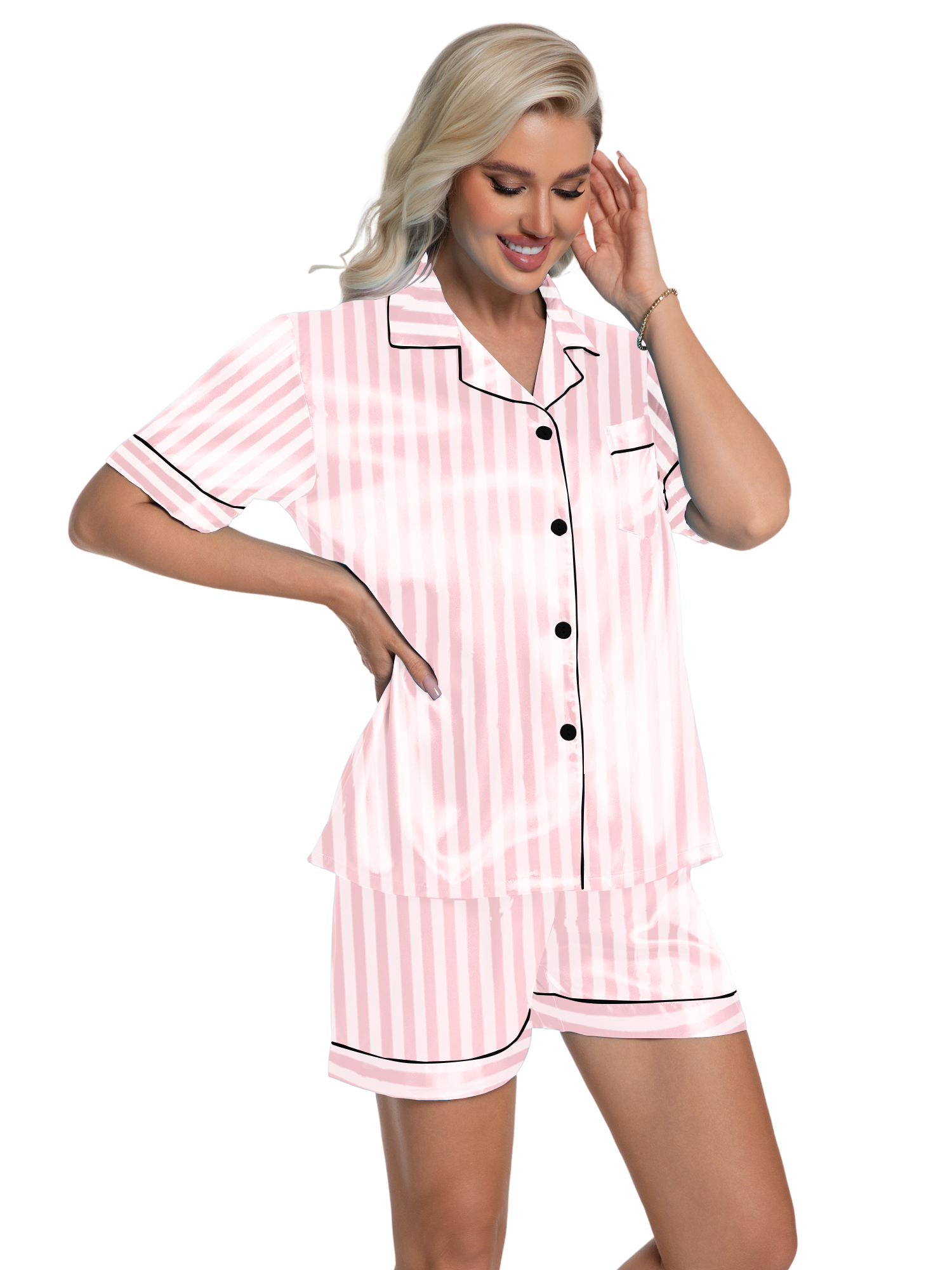 Dakimoe Women's Satin Pajama Set, 2-Piece photo 2