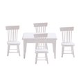 thumbnail image 1 of 1 juego de mesa de comedor en miniatura de madera para bricolaje, juego de muebles y sillas para decoración de jardines de hadas, accesorios de comedor, color blanco, 1 of 6