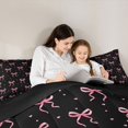 thumbnail image 4 of Manfei Pink Bow Knot Loves Queen Comforter Set,Minimalist Geometric Polkadot Comforter Sets Queen,Black Reversible,3pcs,1 Comforter and 2 Pillowcases, 4 of 7
