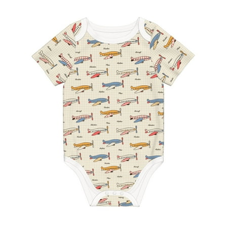 

Matuu Striped Vintage Planes for Baby Short-Sleeve Bodysuit Soft Cotton Comfortable and Breathable Perfect for Newborns and Infants