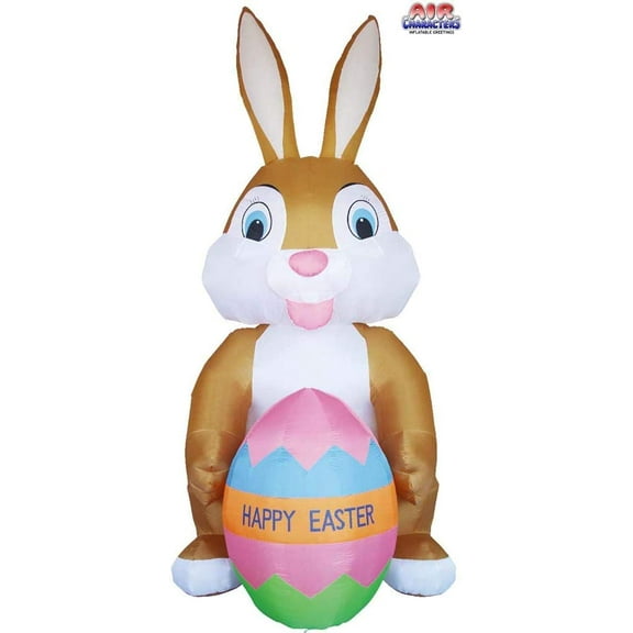 12' Air Blown Inflatable Brown Easter Bunny w/ Easter Egg Yard Decoration Y619