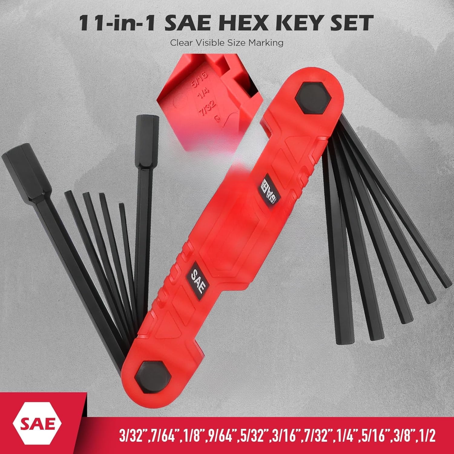 41-Piece Hex Key Allen Wrench Set, L Shape Hex and Torx Key Wrenches with Torque Handle | SAE(0.028"-3/8") | Metric(0.7mm-10mm) | Torx(T9-T50) in 3-Layer Storage Case, Heat Treated Cr-V Steel