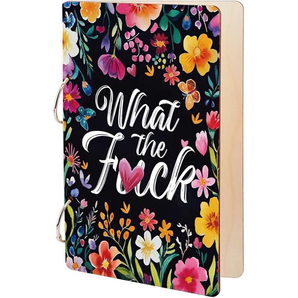 What the F*ck Greeting Card Holder Organizer Butterfly Flowers Wooden Card Keeper Binder Birthday Cards Keeper Photo Album Cover Graduation Wedding Planner Journal Keepsake Gifts