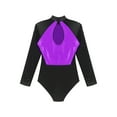 thumbnail image 6 of Haitryli Women Mesh Patchwork Gymnastics Leotard Dance Bodysuit for Performance Purple M, 6 of 7