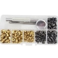 thumbnail image 1 of Coofit 120 Sets Leather Rivets DIY Rivet Buttons Double Cap Rivets with Fixing Tools, 1 of 10