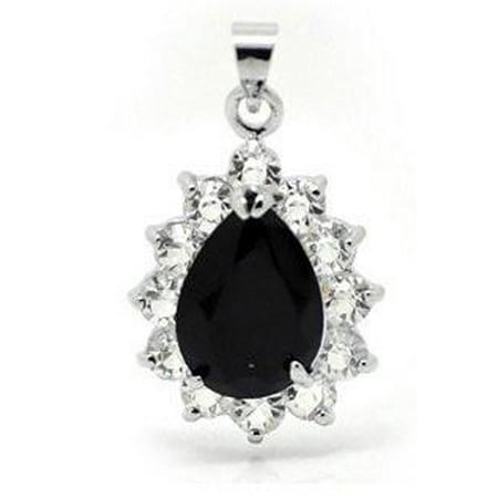 - (1) Black Titanic Inspired Elegant Tear Drop Faceted Glass Crystal with Rhinestone Pendent