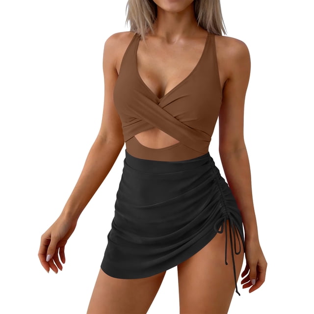 Traje de baño de una pieza para mujer, traje de baño de color liso con bloques de color para mujer, traje de baño de moda playera para mujer, trajes de baño de una pieza para mujer, trajes de baño par