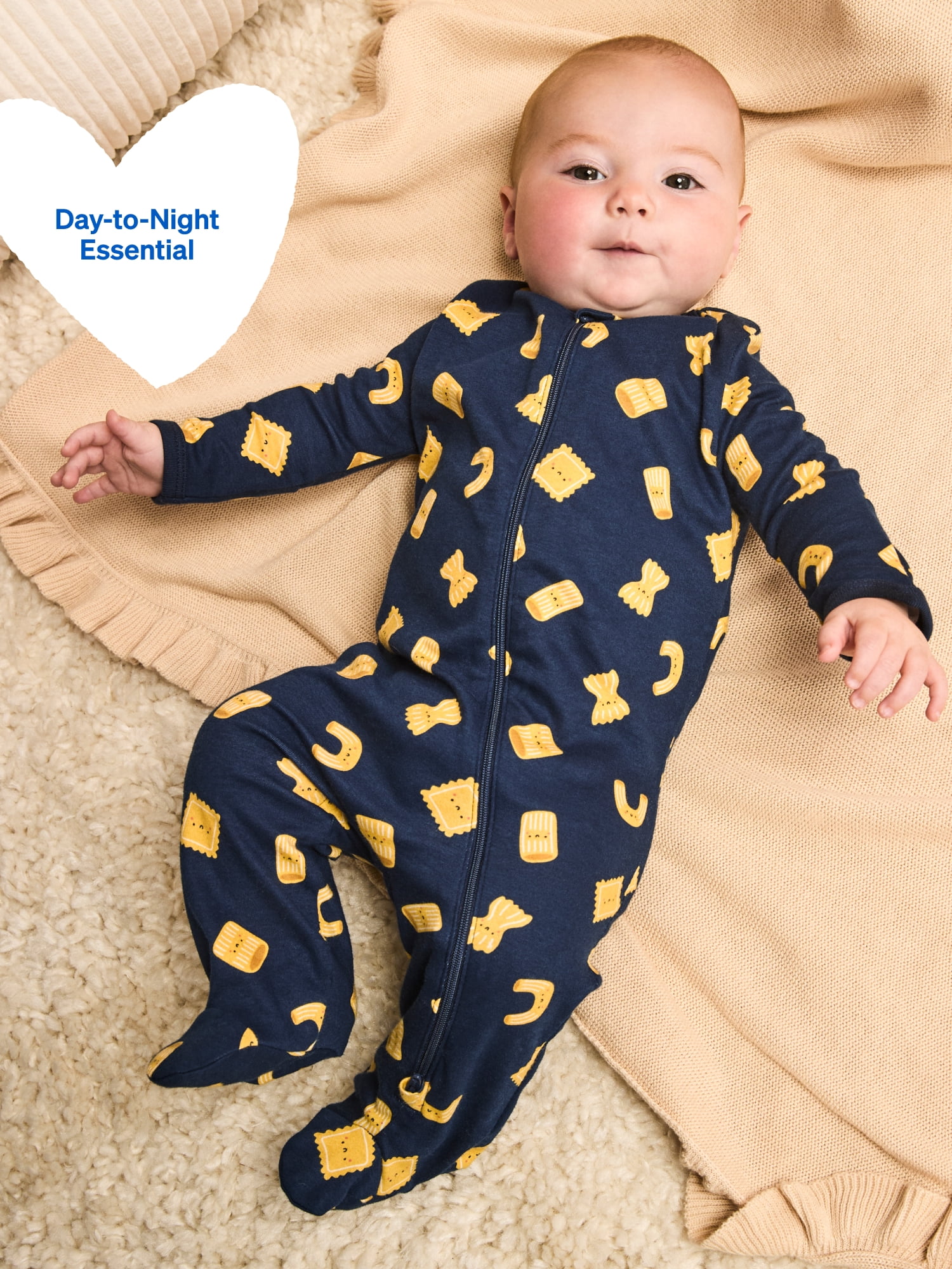 Garanimals Newborn & Baby 100% Cotton Footed Sleep & Play, Sizes Newborn–9M, 2-Pack