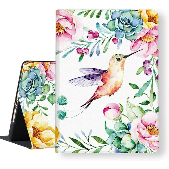 iPad 9th 8th 7th Generation 2021 2020 2019 Case 10.2 inch Slim Lightweight Soft TPU Folio Stand Cover Cute Watercolor Cactus Cacti Auto Wake Sleep Smart Protective Cases Leather Adjustable Angles