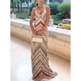 thumbnail image 6 of Women'S Beach Dress Deep V Neck Backless Striped Bodycon Halter Knit Maxi Dress Colorful S, 6 of 8