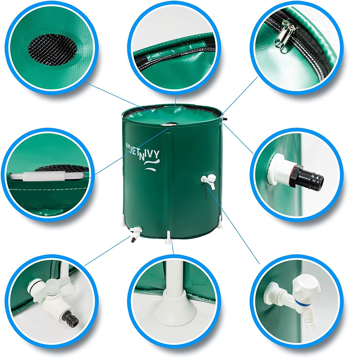 Rain  Upgrade Anti-Collapse Collapsible Rainwater  System, Portable Water Storage , Garden Water Catcher (Green, 100G)