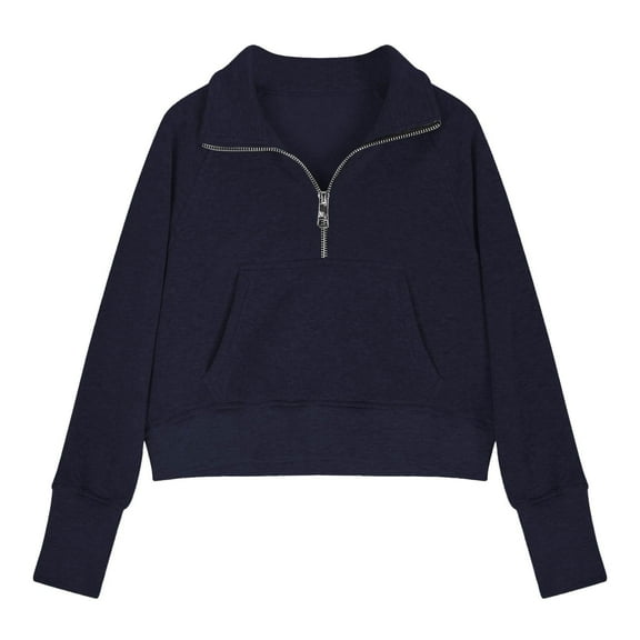 LIJCC Girls and Boys Half Zip Up Long Sleeve Pullover Solid Color Sweatshirt Soft Loose Casual Loose Outwear Tops(Navy,18-24 Months)