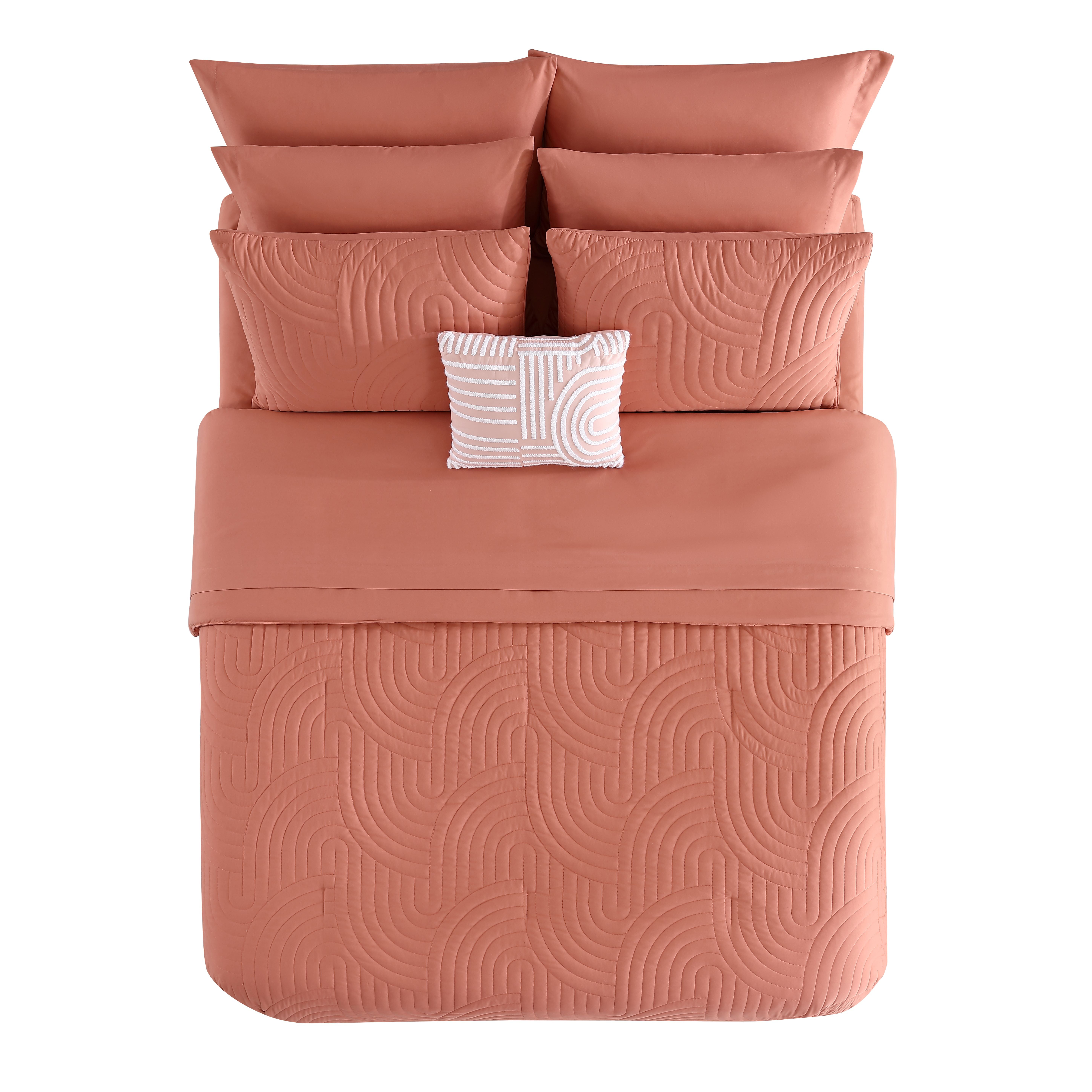 Mainstays Coral 10 Piece Bed in a Bag Comforter Set with Sheets, King  Adult Bedding Women and Men  (图3) Mainstays Coral 10 Piece Bed in a Bag Comforter Set with Sheets, King  Adult Bedding Women and Men  (图3)