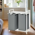 thumbnail image 2 of 2-Compartment Laundry Hamper & Sorter with Removable Bags, Foldable Shelf, 24.2 Gal (92L) Capacity, Sturdy Metal Frame, for Home，Laundry Room, White & Gray, 2 of 7