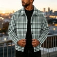 thumbnail image 4 of Zimjoy Corduroy Plaid Jacket for Men Button Down Vintage Long Sleeve Shacket Lightweight Regular Fit Western Jackets for Casual Fall Winter Green M, 4 of 9