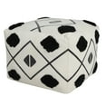 thumbnail image 5 of LR Home Small Over-tufted Diamond Indoor Square Pouf, Ivory/Black, 18" x 18" x 14", 5 of 10
